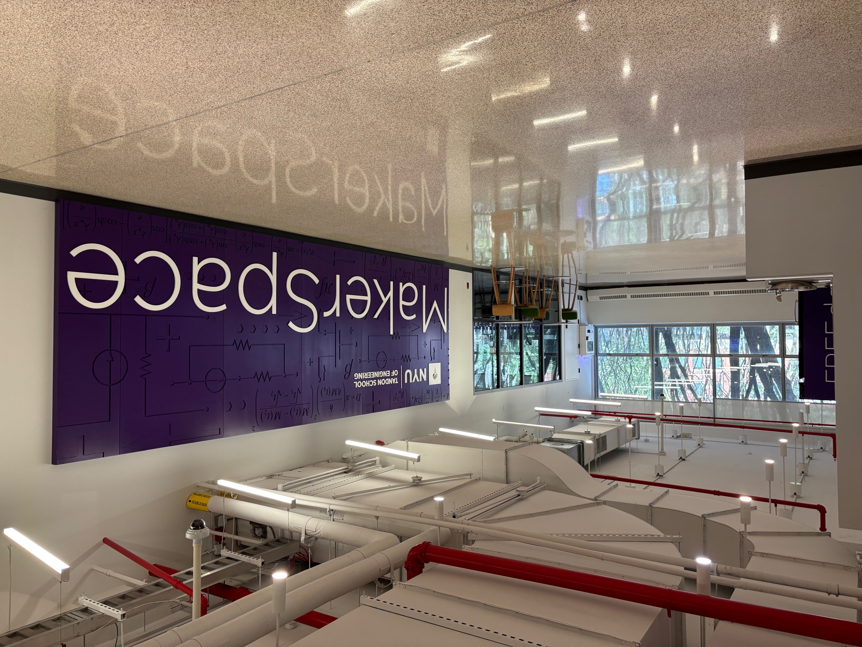 Open space with large branding signage