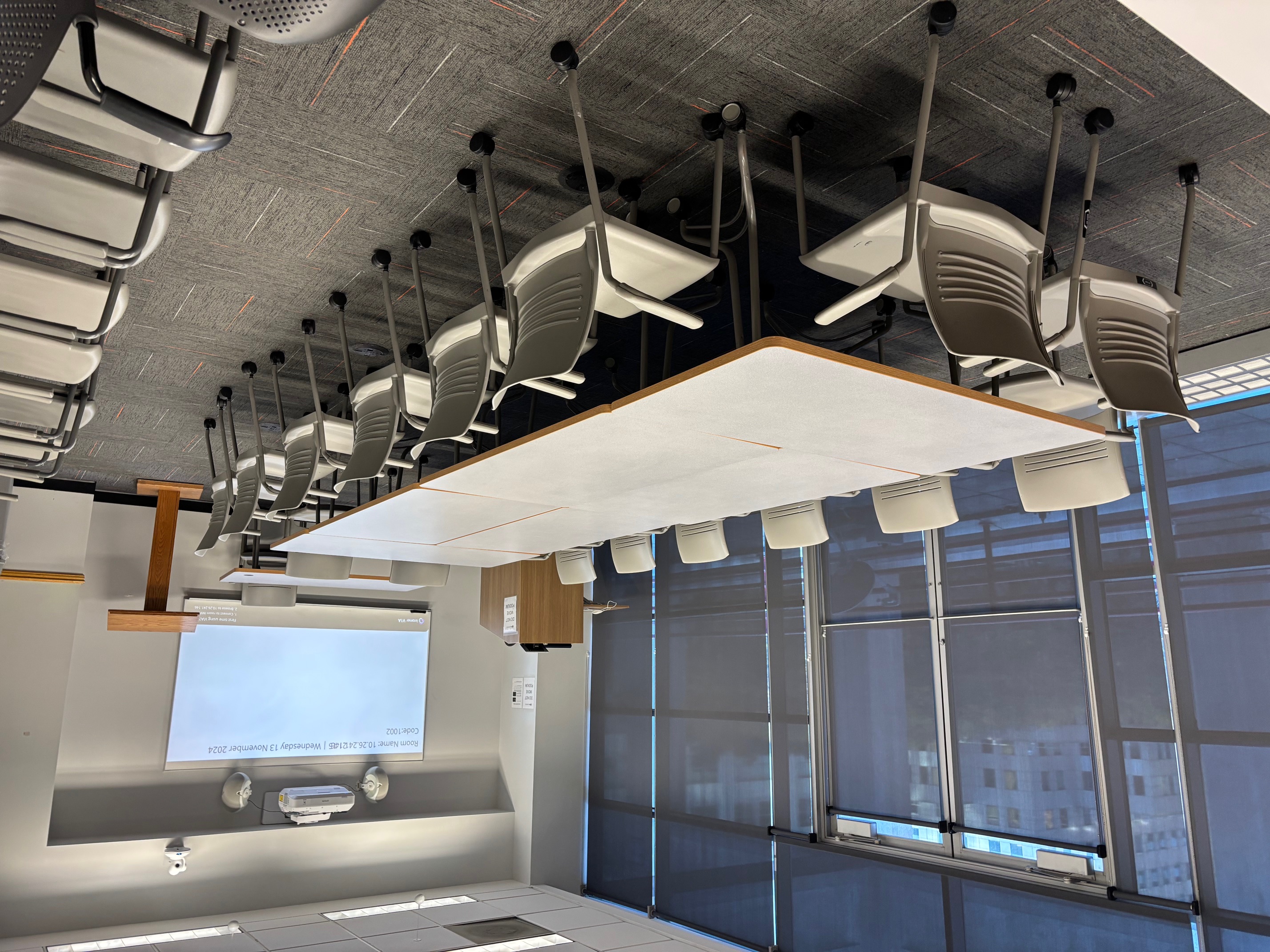 Conference room with tables and chairs